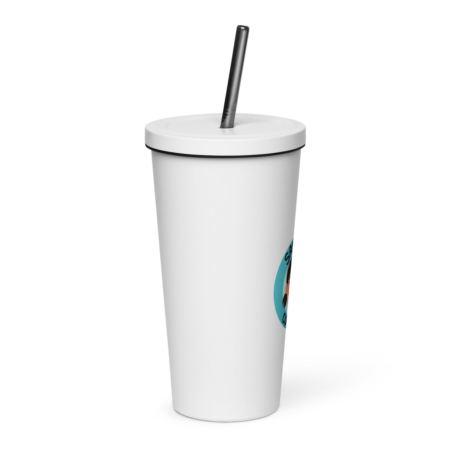 Insulated tumbler with a straw